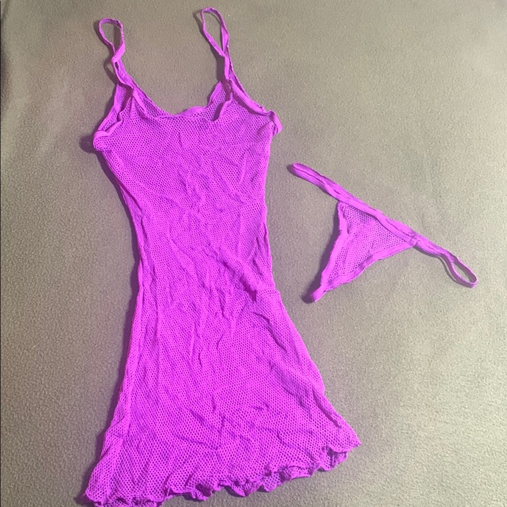 Never worn Sexy purple mesh 2 piece set. Small ?. See pics for measurements